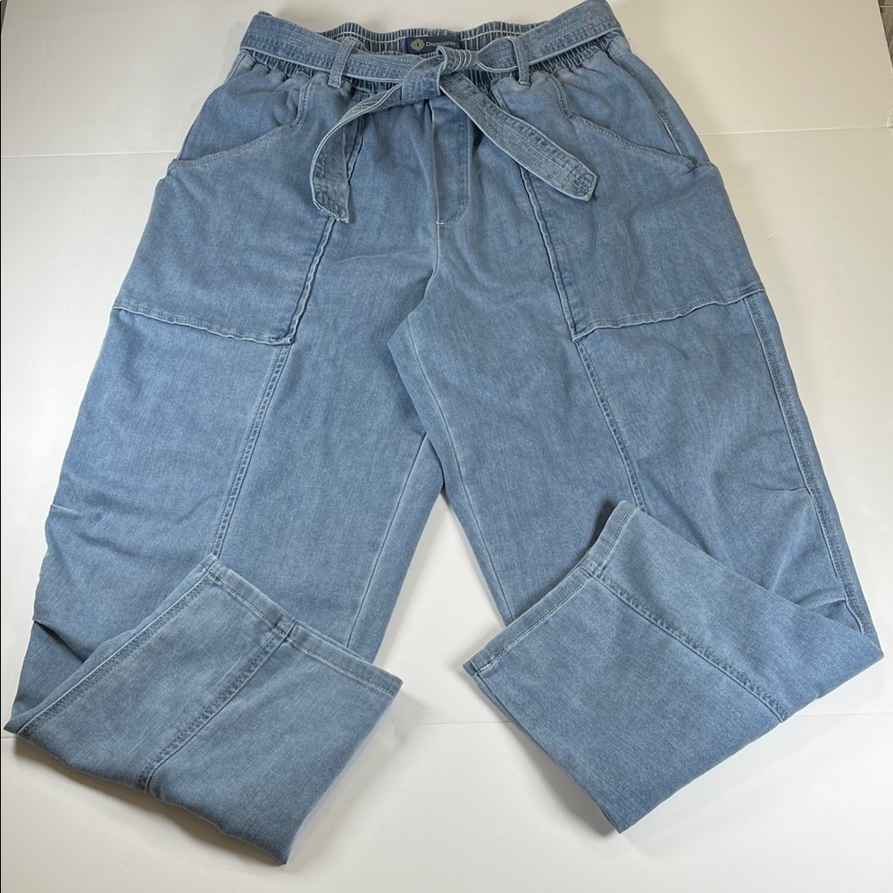 Democracy Light Blue Wide-Leg Paperbag Waist Pants